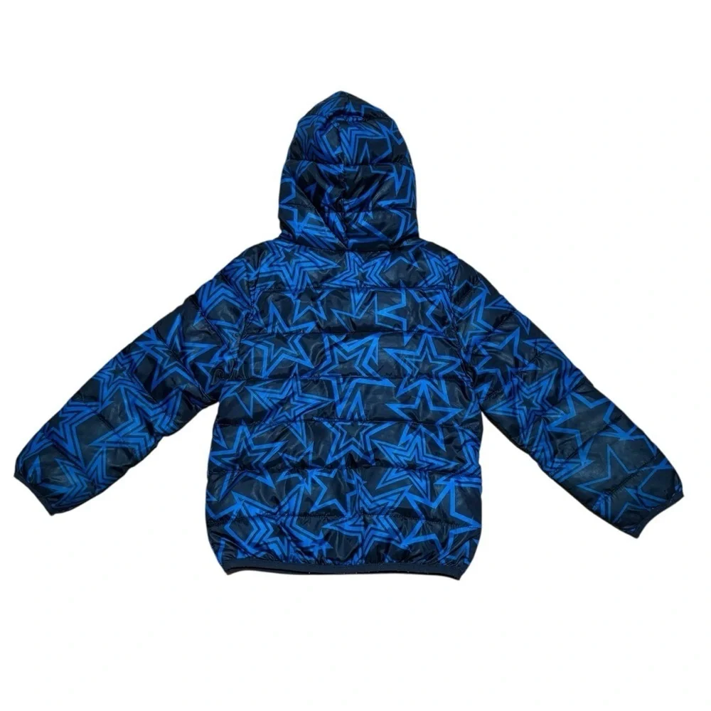 Epic Threads Blue Stars Black Jacket Hooded Boys Size 5